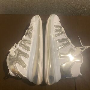 White and Silver High-Top Sneakers Air Max 720 QS Chrome fit women size 13